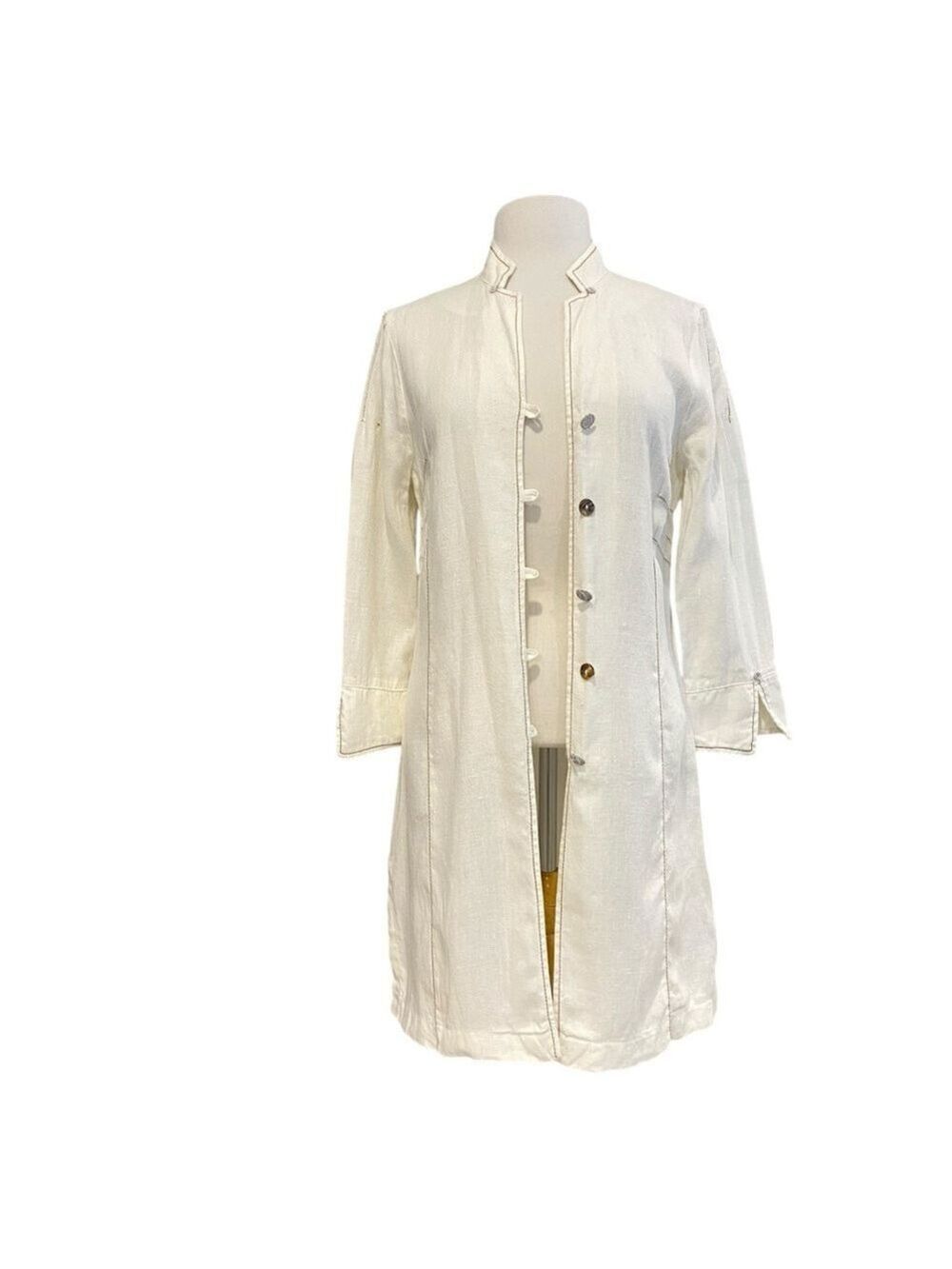 Eliza Cavaletti long linen vest/shirt/shrug/jacket ecru white long sleeve medium